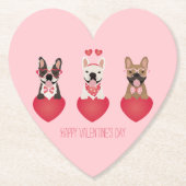 Happy Valentines Day French Bulldogs Untersetzer (Vorderseite)