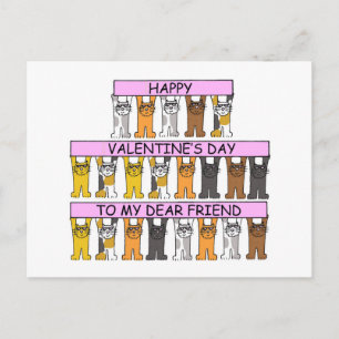 Happy Valentines Day Friend, Cartoon Katzen. Feiertagspostkarte