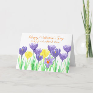 Happy Valentine's Day Friend Crocus Flowers Karte