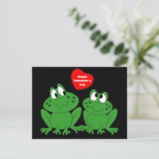 Happy Valentine's Day Frogs Postkarte (Stehend Vorderseite)