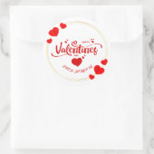 Happy Valentine's Day from Name Runder Aufkleber (Tasche)