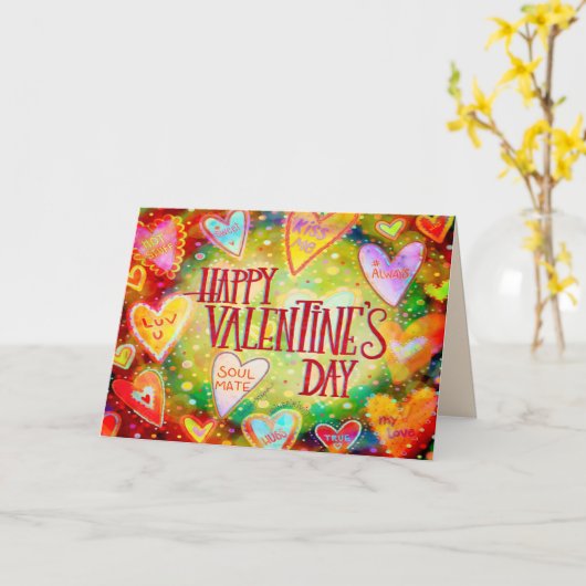 Happy Valentine's Day Fun Conversation Hearts Karte (Gelbe Blume)