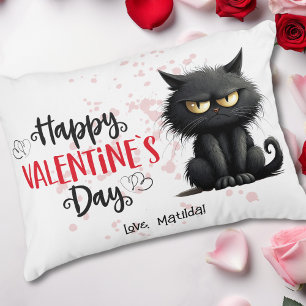 Happy Valentines Day Funny Black Cat Dekokissen