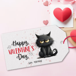 Happy Valentines Day Funny Black Cat Geschenkanhänger
