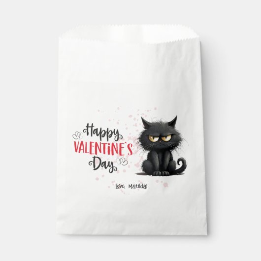 Happy Valentines Day Funny Black Cat Geschenktütchen (Vorderseite)
