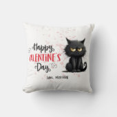 Happy Valentines Day Funny Black Cat Kissen (Vorderseite)