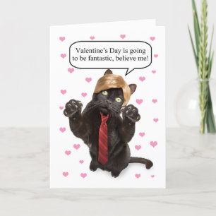 Happy Valentine's Day Funny Cat Dressed as Trump Feiertagskarte