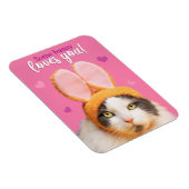 Happy Valentine's Day Funny Cat in Bunny Ears Magnet (Rechte Seite)
