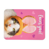 Happy Valentine's Day Funny Cat in Bunny Ears Magnet (Horizontal)