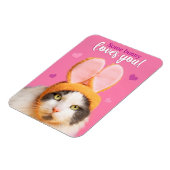 Happy Valentine's Day Funny Cat in Bunny Ears Magnet (Linke Seite)