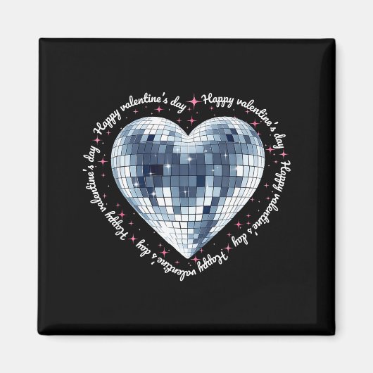 Happy Valentines Day Funny Coquette Diamond Disco Magnet (Vorne)
