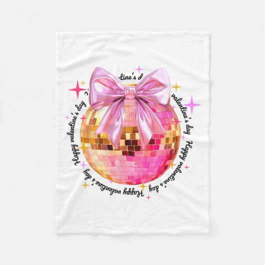 Happy Valentine's Day Funny Coquette Disco Ball Gi Fleecedecke (Vorderseite)