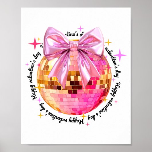 Happy Valentine's Day Funny Coquette Disco Ball Gi Poster (Vorne)