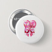 Happy Valentine's Day Funny Coquette Disco Ball He Button (Vorne & Hinten)