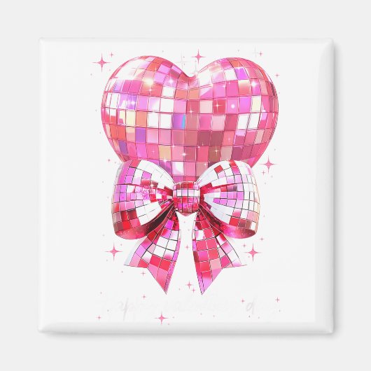 Happy Valentine's Day Funny Coquette Disco Ball He Magnet (Vorne)