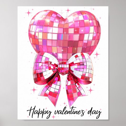Happy Valentine's Day Funny Coquette Disco Ball He Poster (Vorne)