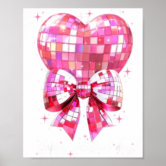 Happy Valentine's Day Funny Coquette Disco Ball He Poster (Vorne)