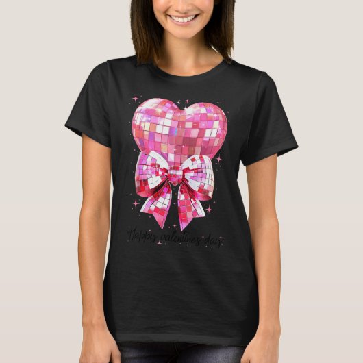 Happy Valentine's Day Funny Coquette Disco Ball He T-Shirt (Vorderseite)