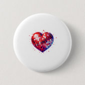 Happy Valentine's Day Funny Coquette Red Disco Bal Button (Vorderseite)
