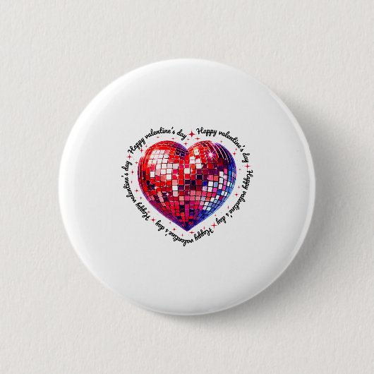 Happy Valentine's Day Funny Coquette Red Disco Bal Button (Vorderseite)