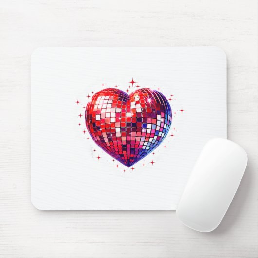 Happy Valentine's Day Funny Coquette Red Disco Bal Mousepad (Mit Mouse)