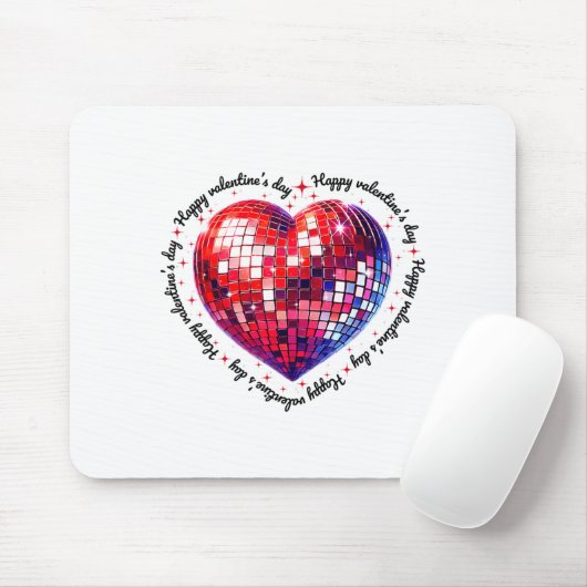 Happy Valentine's Day Funny Coquette Red Disco Bal Mousepad (Mit Mouse)