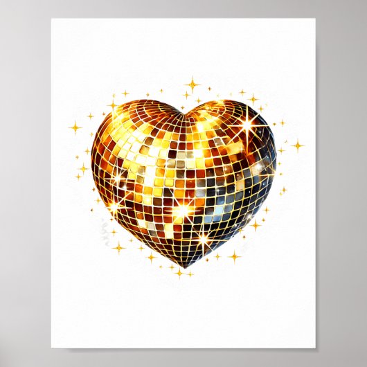 Happy Valentine's Day Funny Gold Coquette Disco Ba Poster (Vorne)
