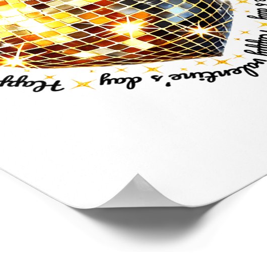 Happy Valentine's Day Funny Gold Coquette Disco Ba Poster (Ecke)