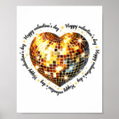 Happy Valentine's Day Funny Gold Coquette Disco Ba Poster (Vorne)