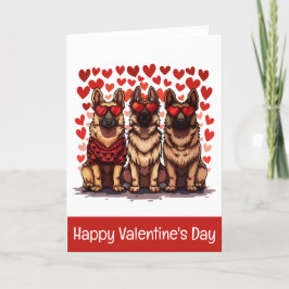 Happy Valentines Day German Shepherd Dogs Feiertagskarte