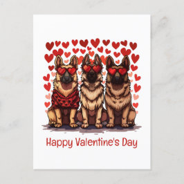 Happy Valentines Day German Shepherd Dogs Feiertagspostkarte