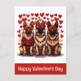 Happy Valentines Day German Shepherd Dogs Postkarte