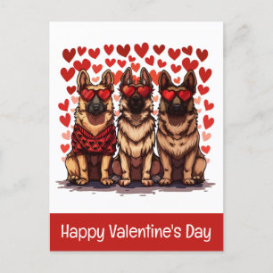 Happy Valentines Day German Shepherd Dogs Postkarte