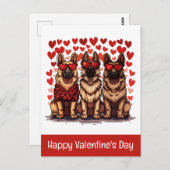 Happy Valentines Day German Shepherd Dogs Postkarte (Vorne/Hinten)