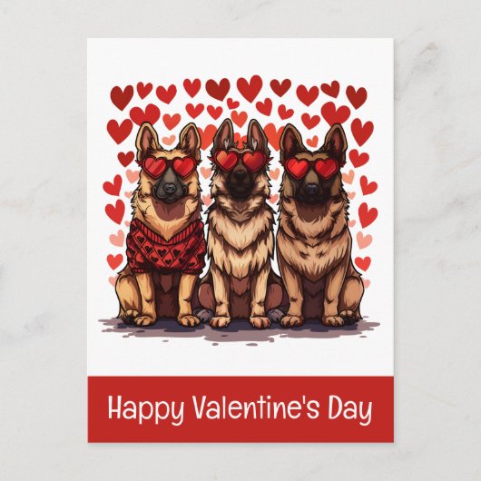 Happy Valentines Day German Shepherd Dogs Postkarte (Vorderseite)