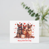 Happy Valentines Day German Shepherd Dogs Postkarte (Stehend Vorderseite)