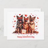 Happy Valentines Day German Shepherd Dogs Postkarte (Vorne/Hinten)