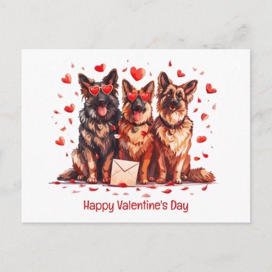 Happy Valentines Day German Shepherd Dogs Postkarte (Vorderseite)