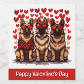 Happy Valentines Day German Shepherd Dogs Weinetikett (Einzelnes Label)