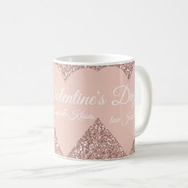 Happy Valentine's Day Geschenk Pink Glitzer Herz Kaffeetasse