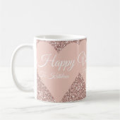 Happy Valentine's Day Geschenk Pink Glitzer Herz Kaffeetasse (Links)