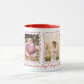 Happy Valentines Day Gift Retro Wavy Photo Collage Tasse (Zentrum)