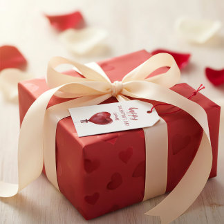 Happy Valentine's Day Gift Tag with Heart Balloon  Geschenkanhänger