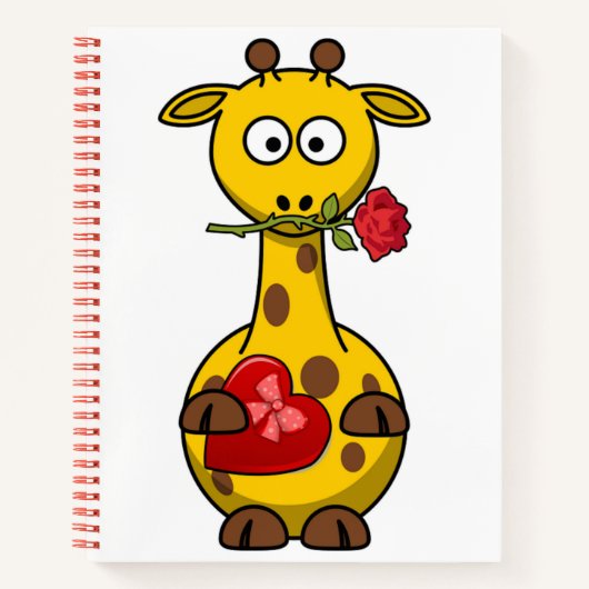 "HAPPY VALENTINE'S DAY" GIRAFFE NOTEBOOK NOTIZBLOCK (Vorderseite)