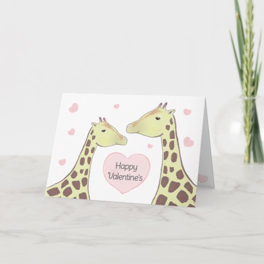 Happy Valentine's Day Giraffe Paar Karte (Vorderseite)