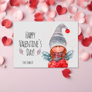 Happy Valentines Day Girly Gnome mit Herzblut Feiertagskarte