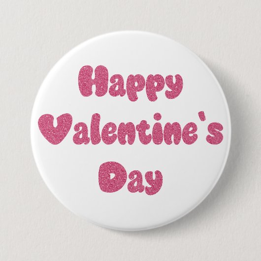 Happy Valentine's Day Glitter Button (Vorderseite)