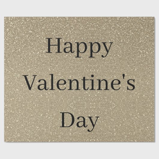 Happy Valentine's Day Glittery Gold Black Custom Geschenkpapier (Flach)