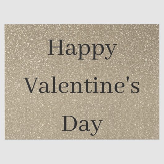 Happy Valentine's Day Glittery Gold Black Custom Seidenpapier (Vorderseite)