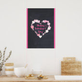 Happy Valentine's Day Glittery Pink Herzen Poster (Küche)